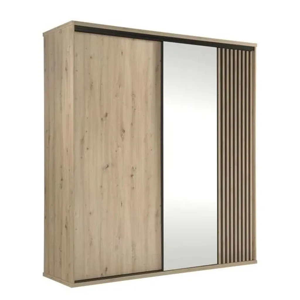 FURNIX Kleiderschrank CALLINI C-15 Mit Schiebetüren Und Spiegel Artisan Eiche