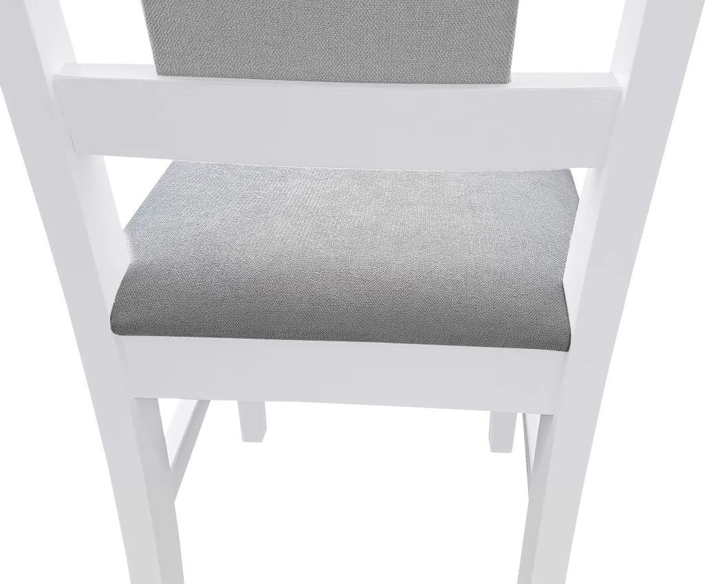 Gepolsterter Massivholz-Stuhl Küchenstuhl Esszimmerstuhl Weiß-grau V-90.71-25W-P21Doppelpack – Bild 15