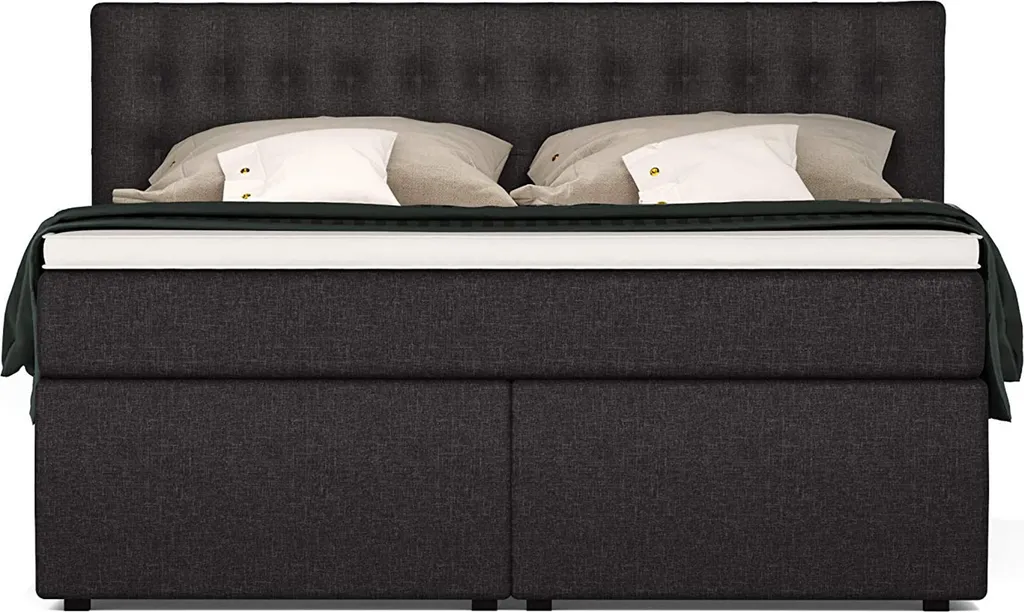 King Boxspringbett 180x200 Cm 7-Zonen Taschenfederkernmatratze Und Visco-Topper | Farbe: Anthrazit, Härtegrad H3 – Bild 2