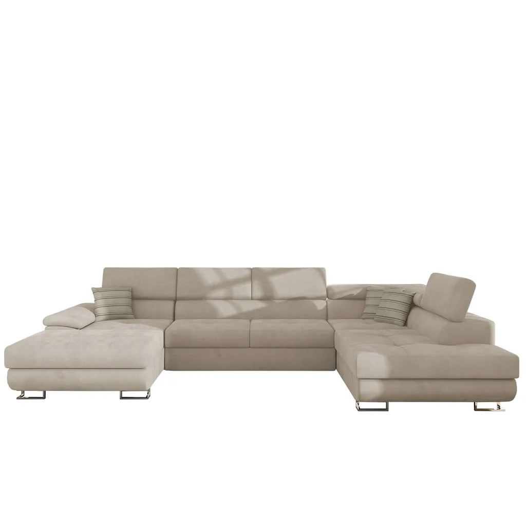 Mirjan24 Ecksofa Cotere Bis, Eckcouch Mit Bettkasten, U-Form Schlafsofa Vom Hersteller, Wohnlandschaft (Uttario Velvet 2979 + Senegal 825, Seite: Rechts) – Bild 2