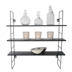 Wandregal 3 Böden 50 X 12 X 50 Cm Schwarz