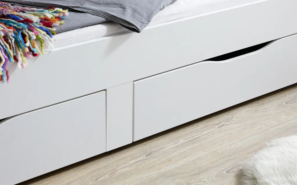 RELITA Funktionsbett Rene 90x 200 Auf 180 X 200 Cm Liegefläche Ausziehbar, Inkl. 2 Schubladen Und Regal – Bild 6