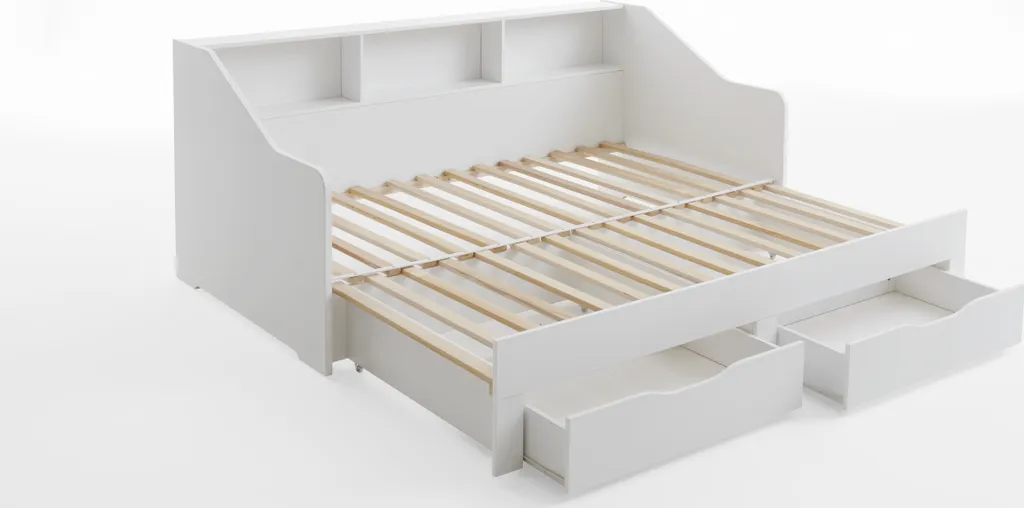 RELITA Funktionsbett Rene 90x 200 Auf 180 X 200 Cm Liegefläche Ausziehbar, Inkl. 2 Schubladen Und Regal – Bild 11