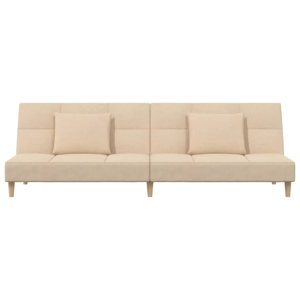 VidaXL Schlafsofa 2-Sitzer Mit 2 Kissen Creme Stoff – Bild 4