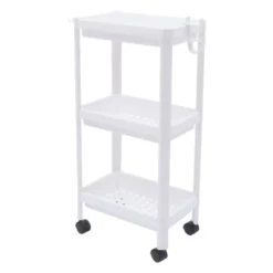 3 Etagen Stehregal Mit Räder Unterschrank Lagerregal Bodenregal Duschregal Arbeitsplatte Organizer Schminktablett Kosmetik & Make-up Aufbewahrung Weiß