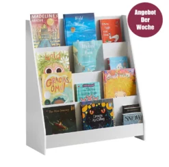 SoBuy KMB32-W Kinder Bücherregal Kinderregal Zeitungsständer Aufbewahrungsregal Für Kinder Weiß BHT Ca.: 80x88x30cm