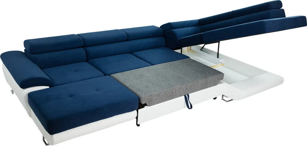 Mirjan24 Ecksofa Cotere Bis, Eckcouch Mit Bettkasten, U-Form Schlafsofa Vom Hersteller, Wohnlandschaft (Uttario Velvet 2979 + Senegal 825, Seite: Rechts) – Bild 6