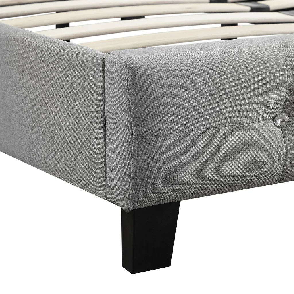 Polsterbett OKLAHOMA Bettgestell 120 X 200 Cm Einzelbett Designbett Inklusive Lattenrost Textilbezug In Grau – Bild 3