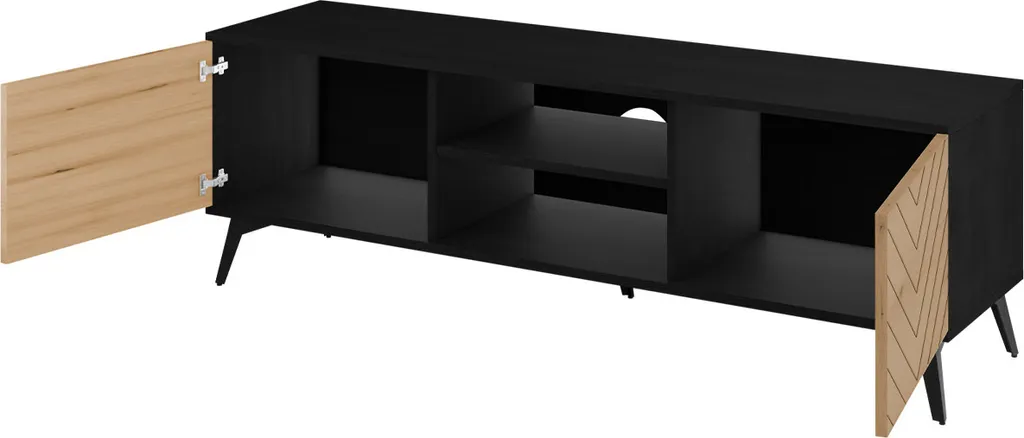 Mirjan24 TV-Lowboard Diamond RTV154, Stilvoll Schrank, Loft TV-Schrank, Wohnzimmer Kollektion (Farbe: Schwarz / Evoke Eiche) – Bild 4