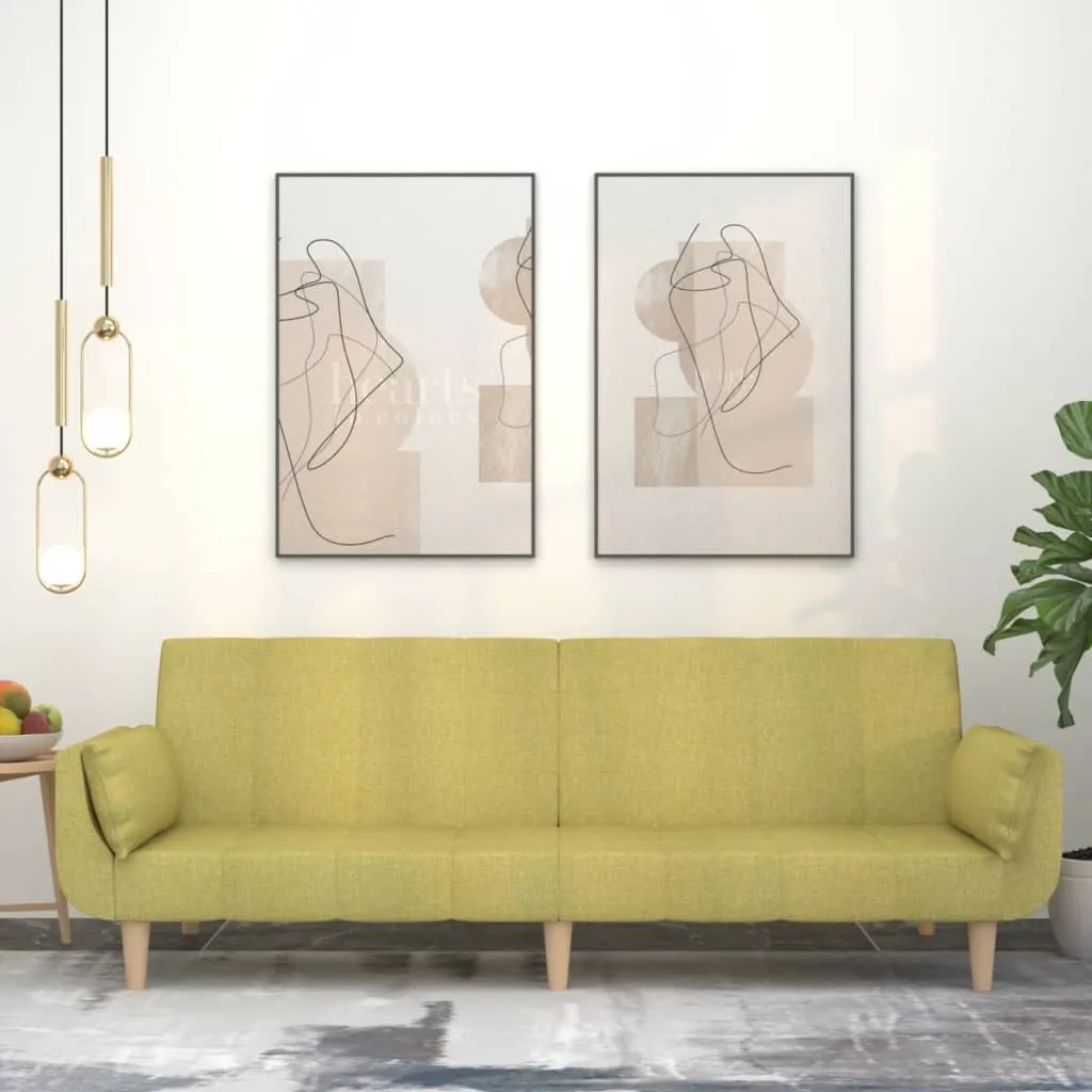 VidaXL Schlafsofa 2-Sitzer Mit 2 Kissen Grün Stoff – Bild 2