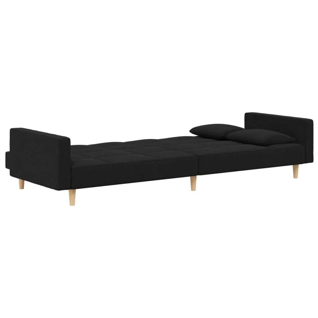 VidaXL Schlafsofa 2-Sitzer Mit 2 Kissen Schwarz Stoff – Bild 6