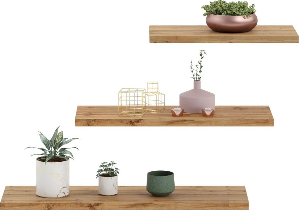 Wandregal 3 Stück 30cm 45cm Und 60cm Breit, Wandboard, Dunkles Holz Schwebe-Regal Für Bücher, Bilder, Deko, Wohnzimmer, Schlafzimmer, Esszimmer, Flur – Bild 2