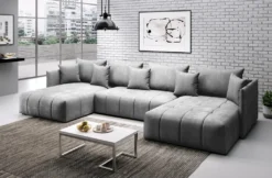 FURNIX U-Form-Sofa ASVIL Wohnzimmersofa Mit Schlaffunktion Und Bettkasten MH84