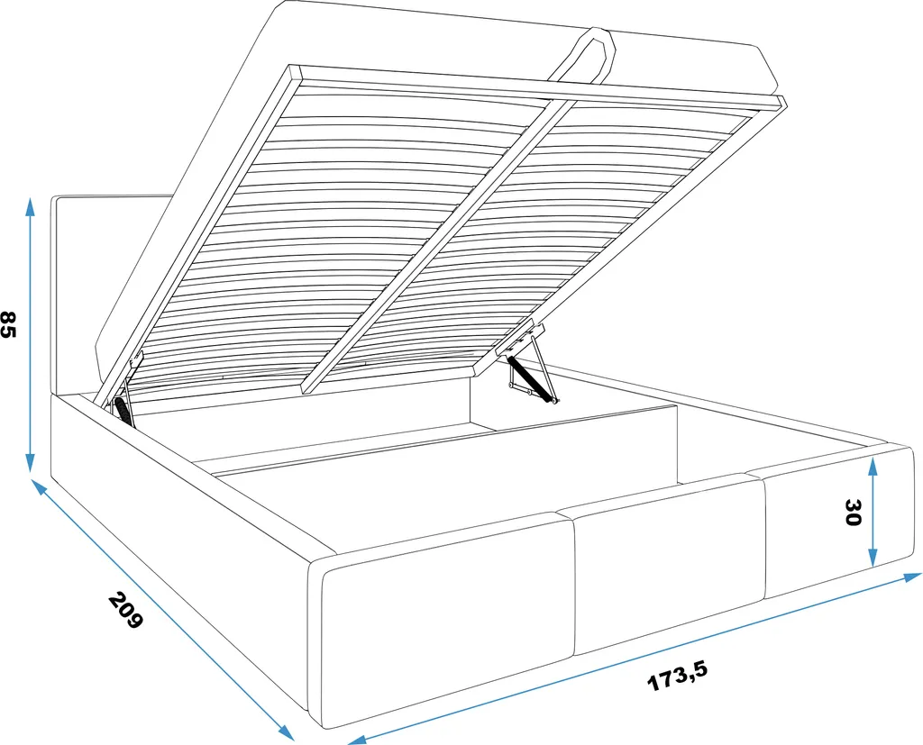 BMS Interbeds Polsterbett Hilton 160x200cm / 6 Farben, Mit 2 Schaumstoffmatratzen (gratis) Und Lattenrost – Bild 5