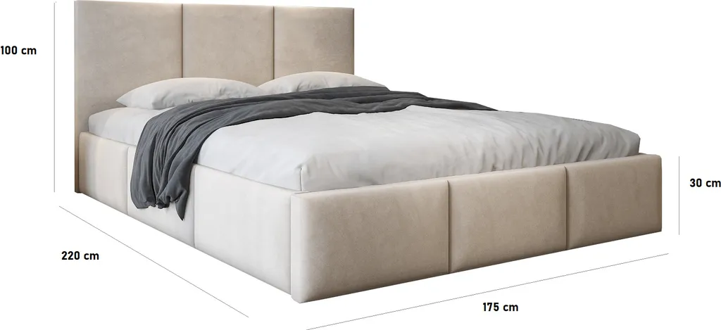 GRAINGOLD Polsterbett 160x200 Cm Lovro - Polyesterstoff, Bettkasten, Lattenrost - Stilvoll Doppelbett - Beige – Bild 3