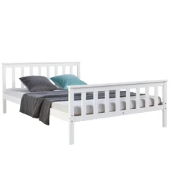 Homestyle4u 890, Holzbett 140x200 Cm Weiß, Doppelbett Mit Lattenrost, Kiefer Massivholz