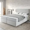 DELIFE Boxspringbett Dream-Well 160x200 Cm Mikrofaser Silbergrau Mit Matratze Und Topper