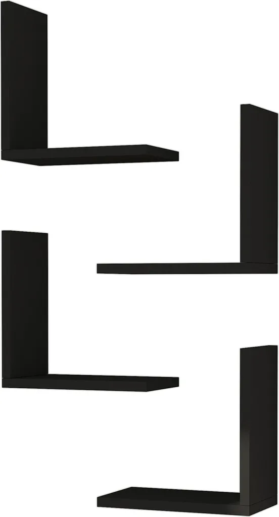 Wandregal Broby Im 4er Set Wandboard Schweberegal In L-FormNachbildungegal 30 X 30 X 16 Cm Hängeregal Bücherregal Für Wohnzimmer Schwarz – Bild 6