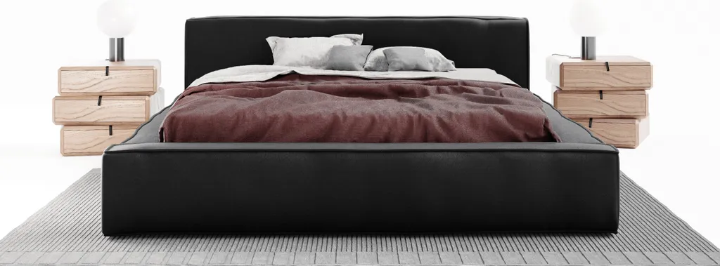 GRAINGOLD Design Polsterbett 160x200 Cm Armani - Premium Stoff, Bettkasten, Lattenrost - Modern Polsterbett - Schwarz (Solar 99) – Bild 2