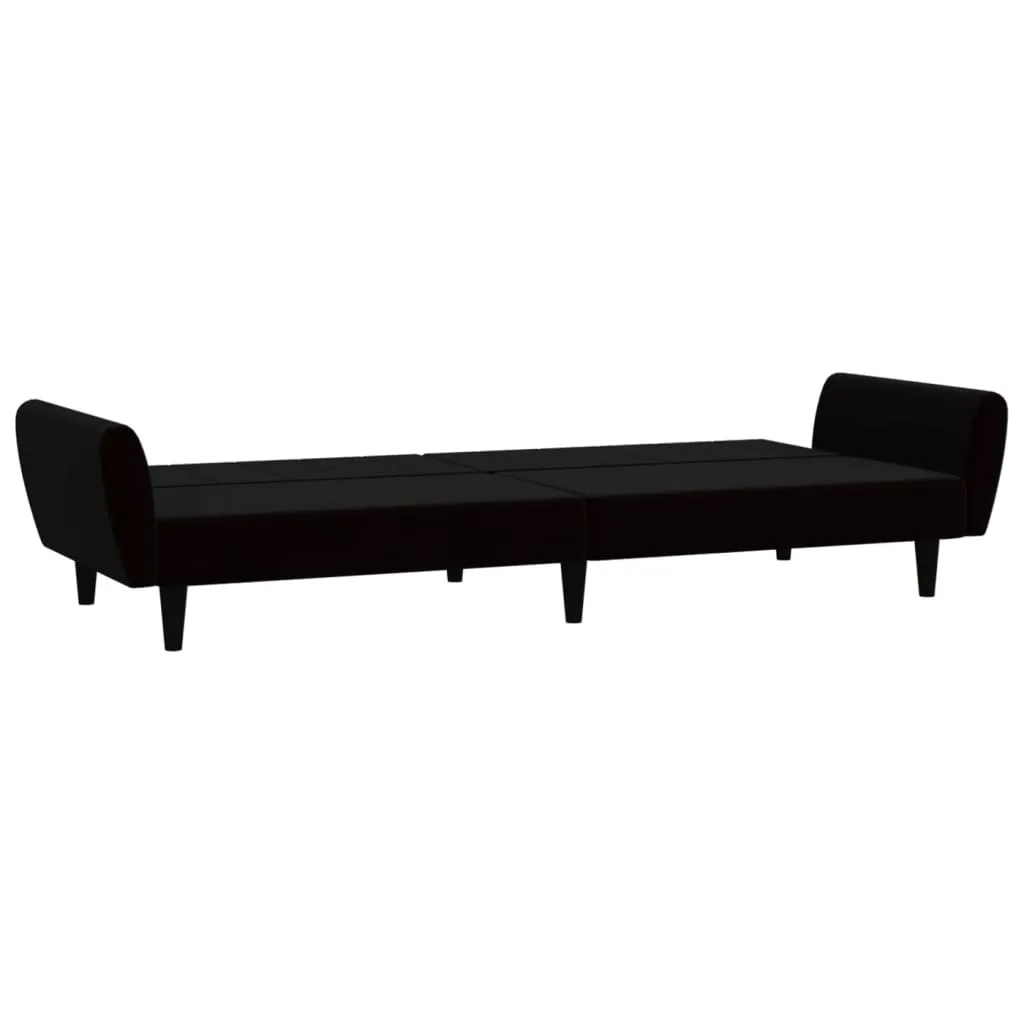 VidaXL Schlafsofa 2-Sitzer Schwarz Samt – Bild 6