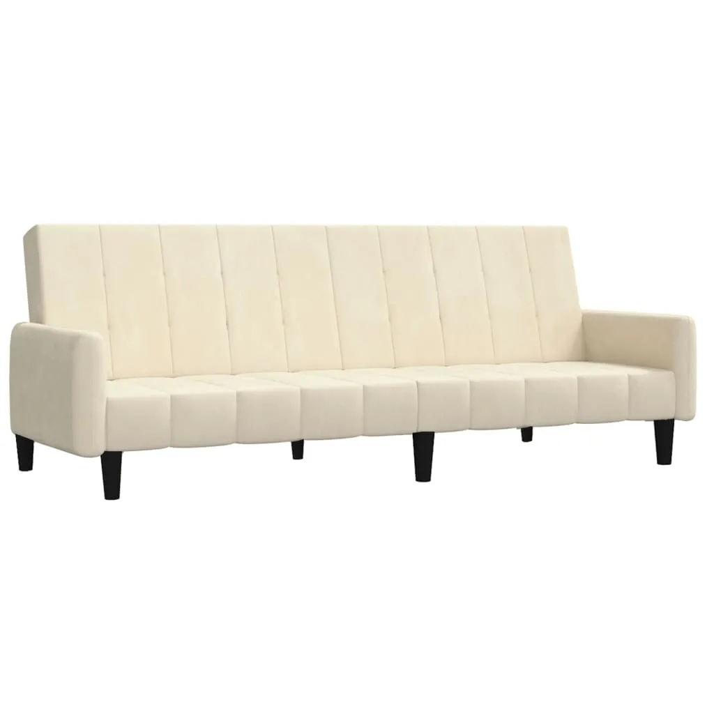 VidaXL Schlafsofa 2-Sitzer Creme Samt – Bild 2