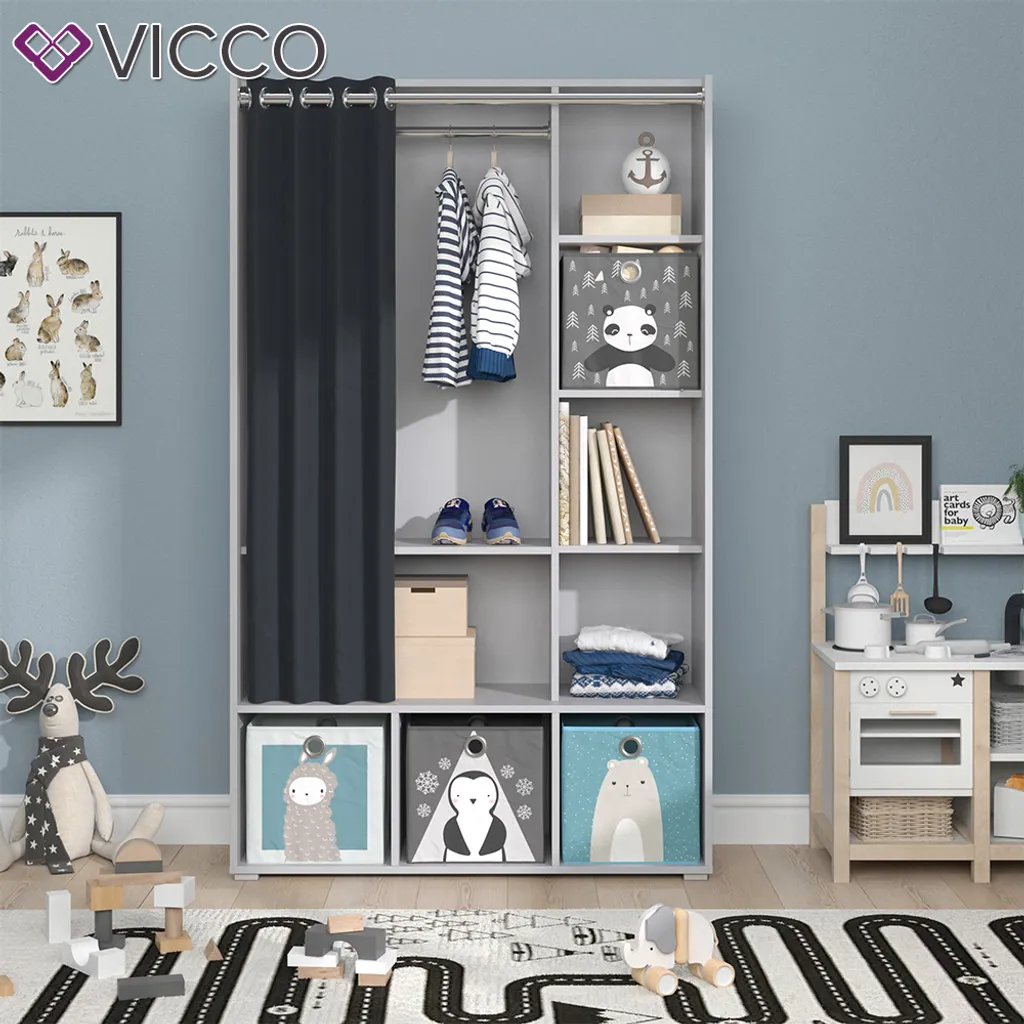 Vicco Kleiderschrank + Faltboxen Luigi Grau 104,4 X 173,8 X 35 Cm Holzwerkstoff – Bild 4