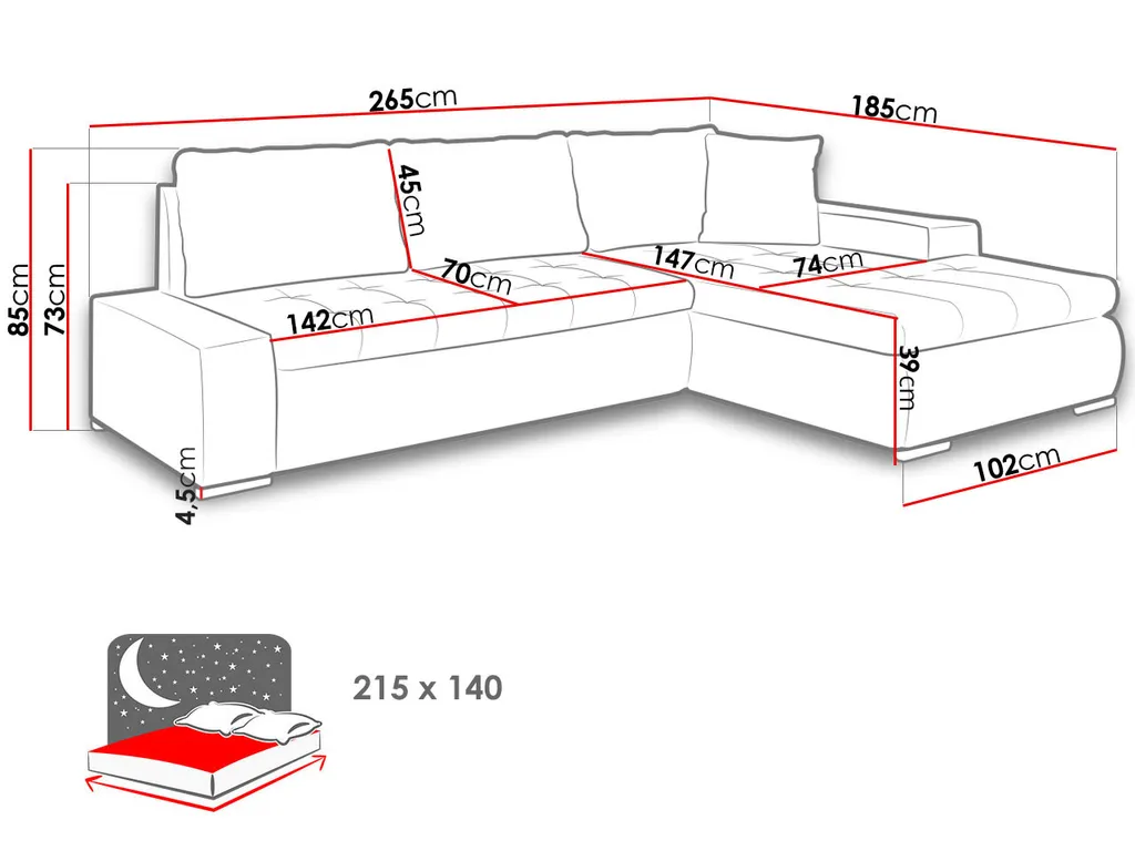 Mirjan24 Ecksofa Orkan Mini Cord, Polsterecke Mit Bettkasten Und Schlaffunktion, Elegante Eckcouch (Farbe: Poso 14) – Bild 8