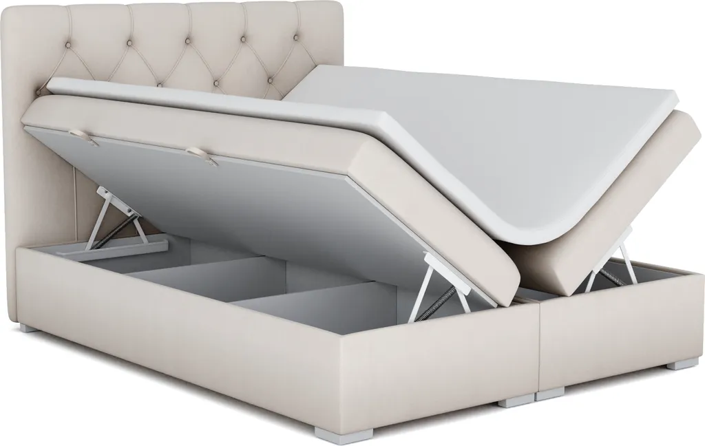 FURNIX Boxspringbett EFANDI 160 X 200 Cm Mit Bettkasten, 7 Zonen Taschenfederkern Matratze Und Extra Topper Polsterbett BEIGE – Bild 4