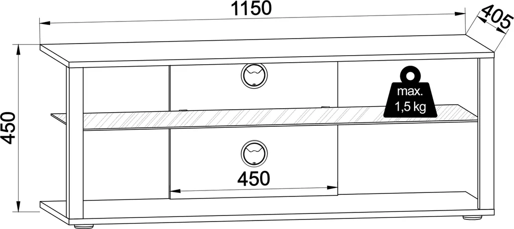 VCM Holz TV Lowboard Fernsehschrank Rack Konsole Möbel Fernsehtisch Fernseh Phono Glas Folas XL Schwarz – Bild 3