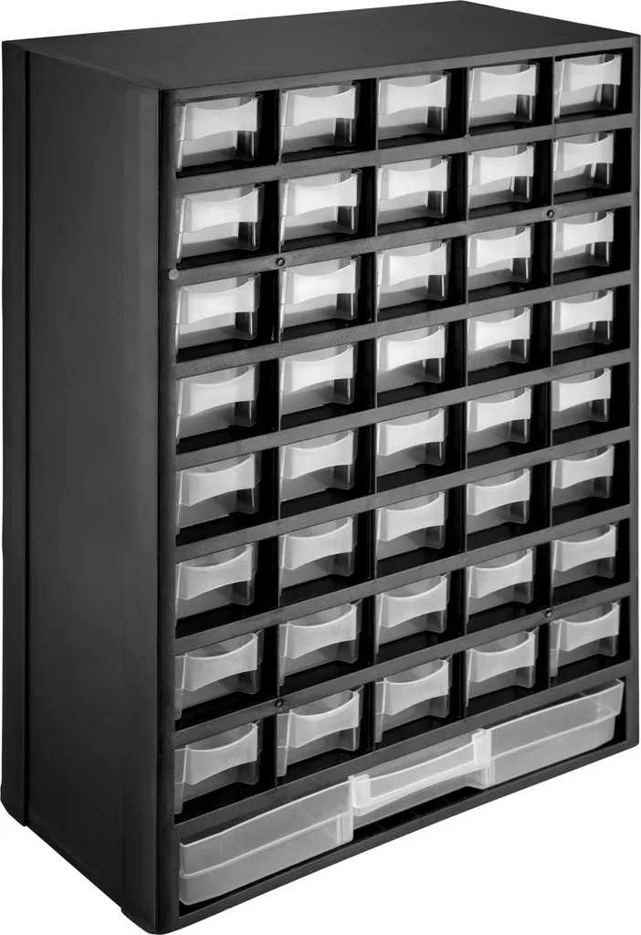Tectake Sortimentskasten Kleinteilemagazin, 41 Schubfächer - Schwarz/weiß