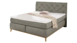 Boxspringbett 180 X 200 Cm Grau Microfaser Mit 6 Cm Topper - HERMINE - MIX - Die Möbelfundgrube