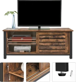VASAGLE TV Schrank Fernsehtisch 2 Schiebetüre TV Lowboard Mit 2 Regalebenen 110 X 40 X 45 Cm Vintage In Industrie-Design LTV41BX