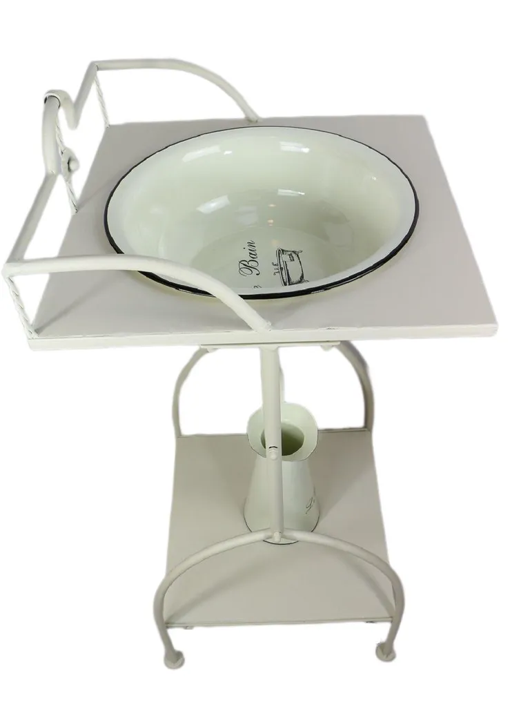 Waschtisch, Waschtischset, Badezimmertisch Mit Schüssel Und Kanne Aus Emaille – Bild 4