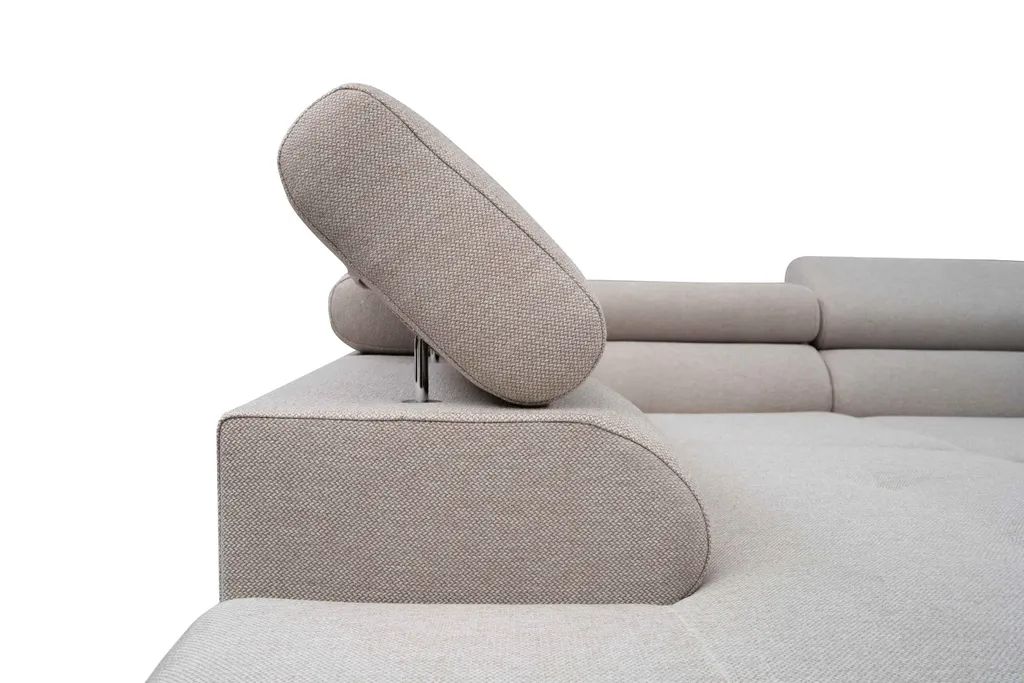 FURNIX Ecksofa MANTIUS Mit Schlaffunktion Bettkasten Und Kopfstützen MG353 Beige – Bild 5