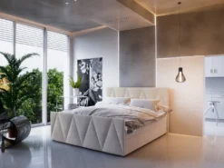 FURNIX Boxspringbett MULAN 3 160x200cm Gepolstertem Kopf Fußteil, Bettkasten CO10