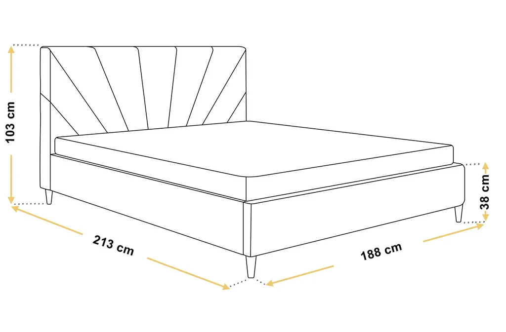 GRAINGOLD Samtbett 180x200 Fuzi - Doppelbett Mit Lattenrost - Skandinavischer Stil, Holzfüße - Beige – Bild 3