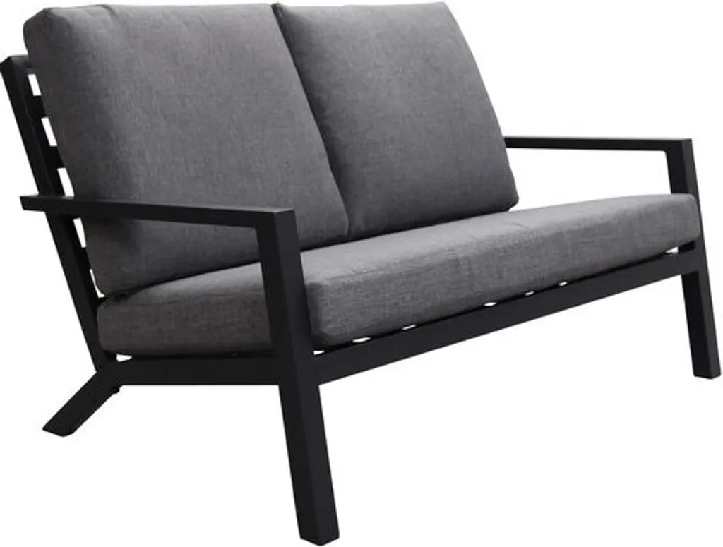 2-Sitzer Lounge Sofa | Bezano | Matt Schwarz / Grau | Aluminium