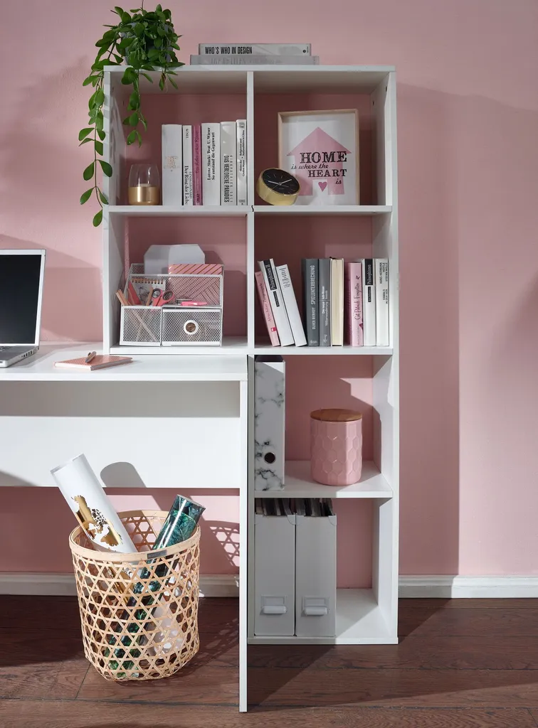 WOHNLING Schreibtisch Mit Regal Weiß 170x59x143,5 Cm Bürotisch Modern | Laptoptisch Mit 6 Ablagen | Homeoffice Computertisch Mit Stauraum – Bild 6