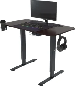 Elektrisch Höhenverstellbarer Schreibtisch Bürotisch Ergonomisch Mit Tischplatte Stahlfüßen Touchscreen Memoryfunktion Kopfhörerhaken Getränkehalter 110 X 60 Cm