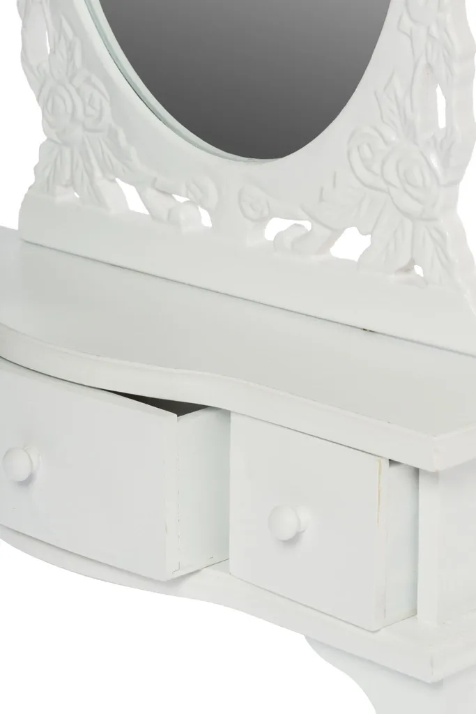 Frisierkommode Schminktisch Weiß Antik Holz Neu Tischspiegel Frisierspiegel NEU – Bild 6