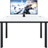 Gaming Tisch CODE X1, Computertisch, Gametisch, PC Tisch Schreibtisch , 135x73-76x65, Weiß/schwarze Beine