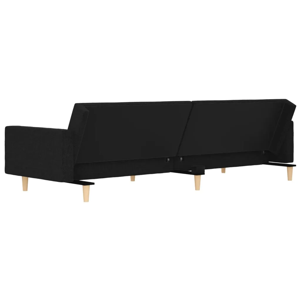 VidaXL Schlafsofa 2-Sitzer Mit 2 Kissen Schwarz Stoff – Bild 7