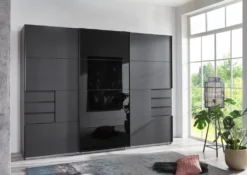 Schwebetürenschrank Kleiderschrank Schiebetürenschrank Schrank "Susanetta II" Graphit