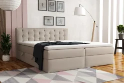 FURNIX Boxspringbett Mit Bettkasten Topper SIOUXIE Beige 160x200 SR21