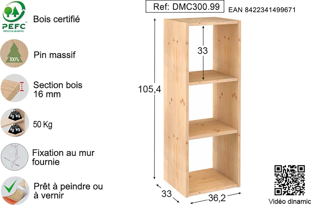 ASTIGARRAGA DMC300.99, Modulares Regal, Holz, Holz, Schlafzimmer, Kinderzimmer, Garage, Wohnzimmer, 362 Mm, 330 Mm – Bild 3