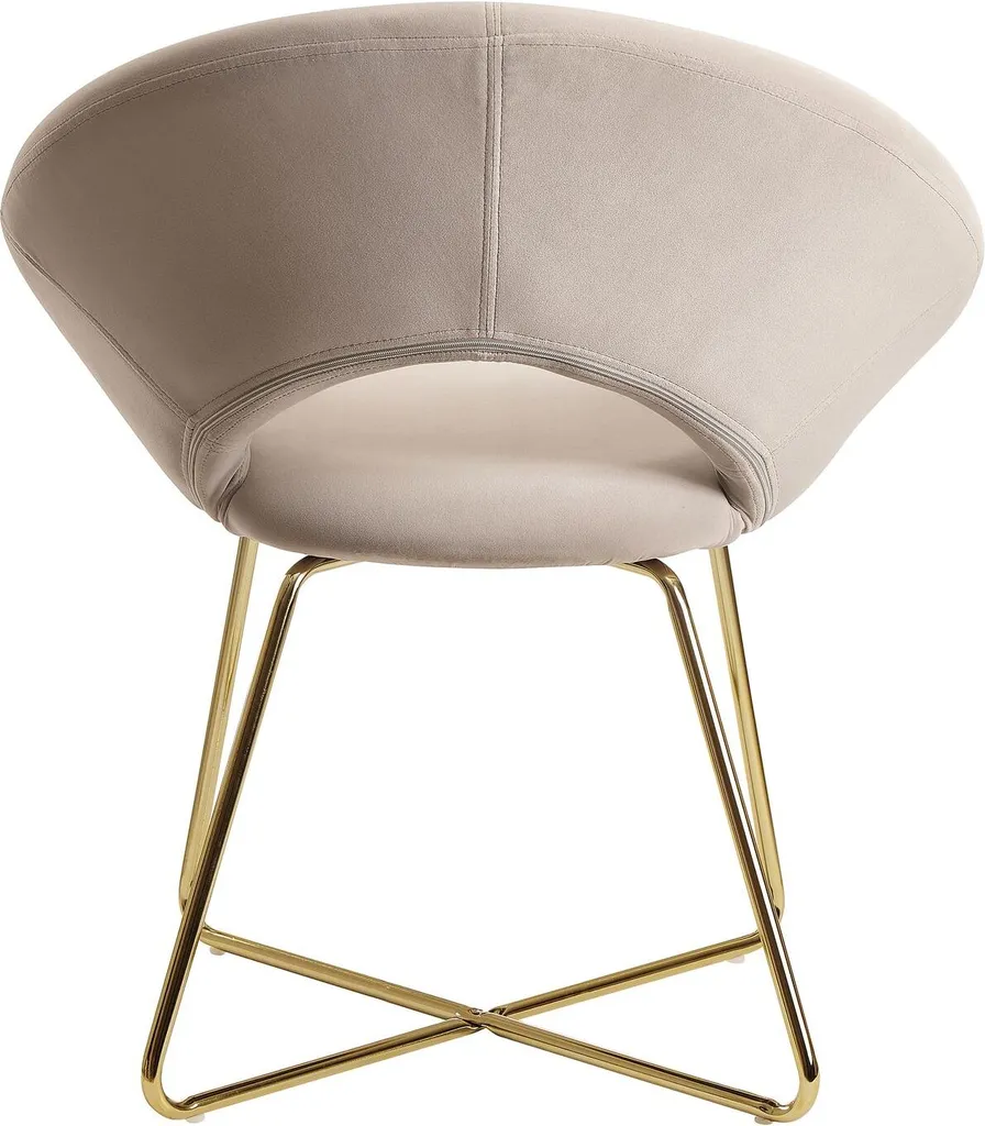 WOHNLING Esszimmerstuhl Samt Beige Küchenstuhl Mit Goldenen Beinen | Schalenstuhl Stoff / Metall | Design Polsterstuhl | Stuhl Esszimmer Gepolstert – Bild 6