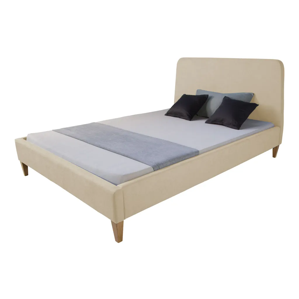 Homestyle4u 2011, Polsterbett 140x200 Mit Lattenrost Beige Creme Doppelbett Stoffbett Bettgestell Bett – Bild 3