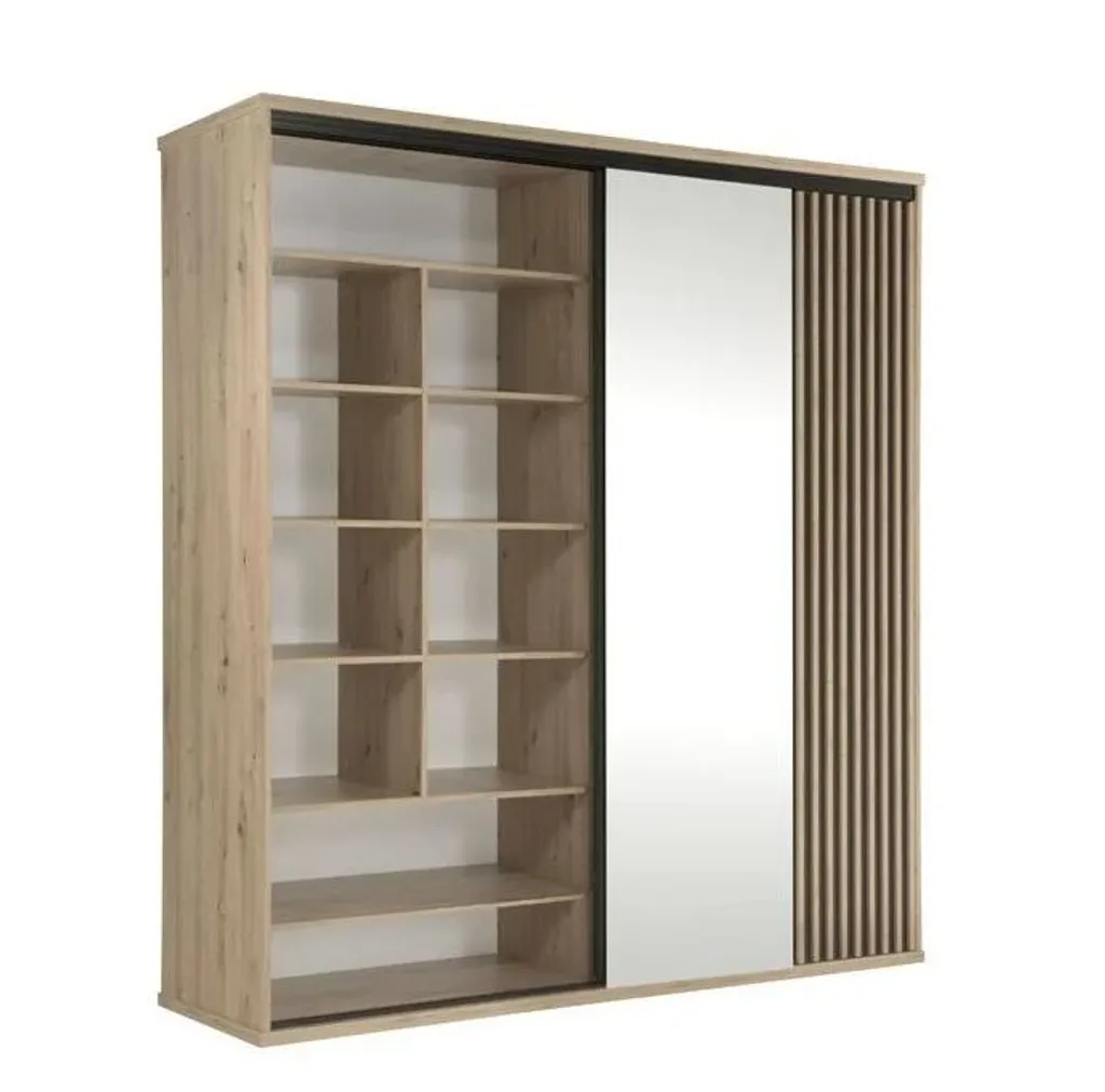 FURNIX Kleiderschrank CALLINI C-15 Mit Schiebetüren Und Spiegel Artisan Eiche – Bild 3