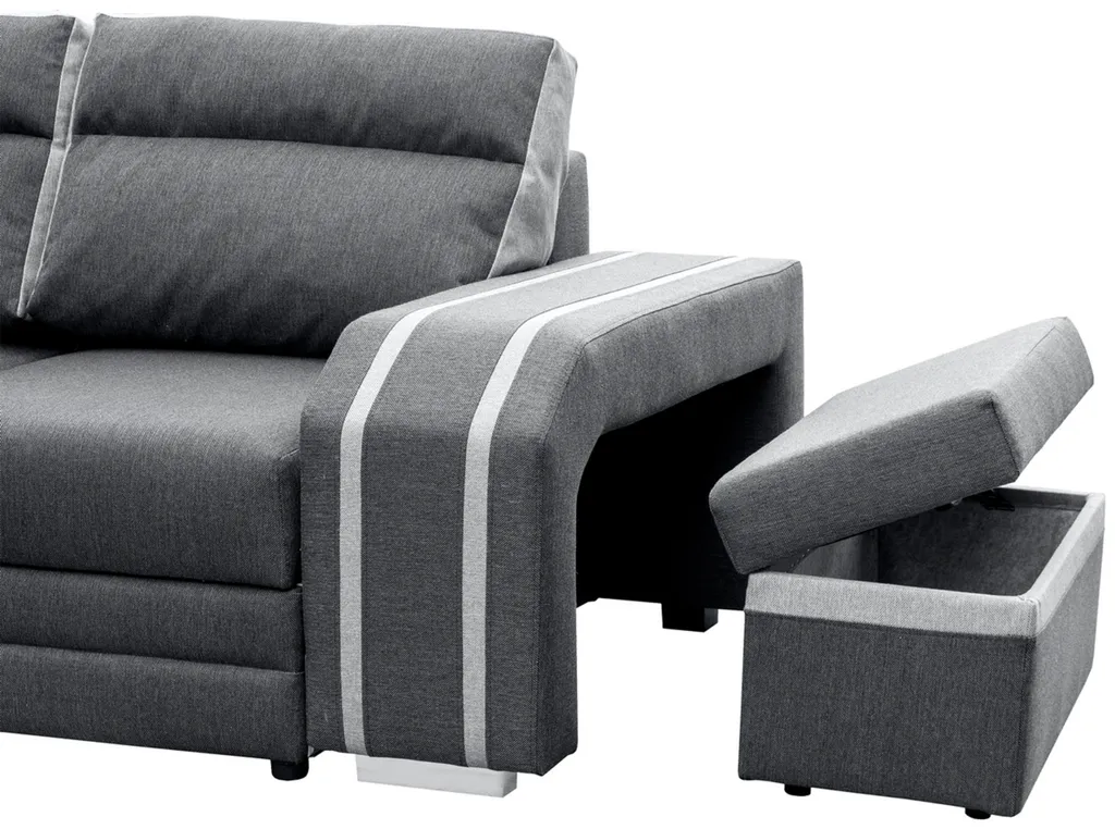 Ecksofa Wohnzimmer – Wohnlandschaft Mit Hocker Und Minibar - L-form Couch Mit Schlaffunktion - Gemütlich Schlafsofa - AVATAR - Braun Und Beige – Bild 5