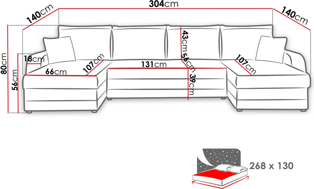 Mirjan24 Ecksofa Kris U, Stilvoll Eckcouch Mit Bettkasten Und Schlaffunktion, U-Form Couch, Schlafsofa (Alova 36 + Alova 71) – Bild 6